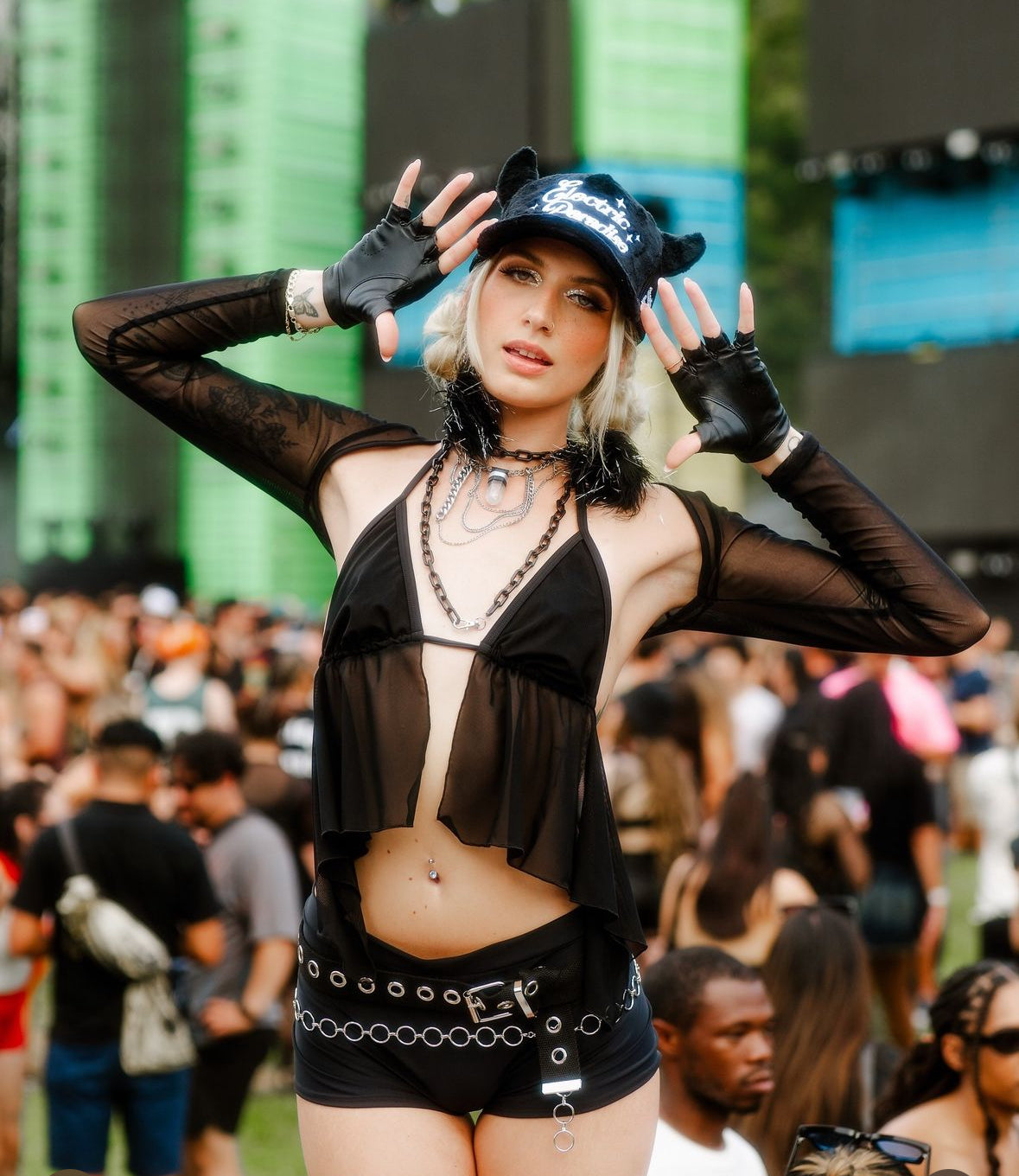 Electric Paradise Horned Trucker Hat (Black)